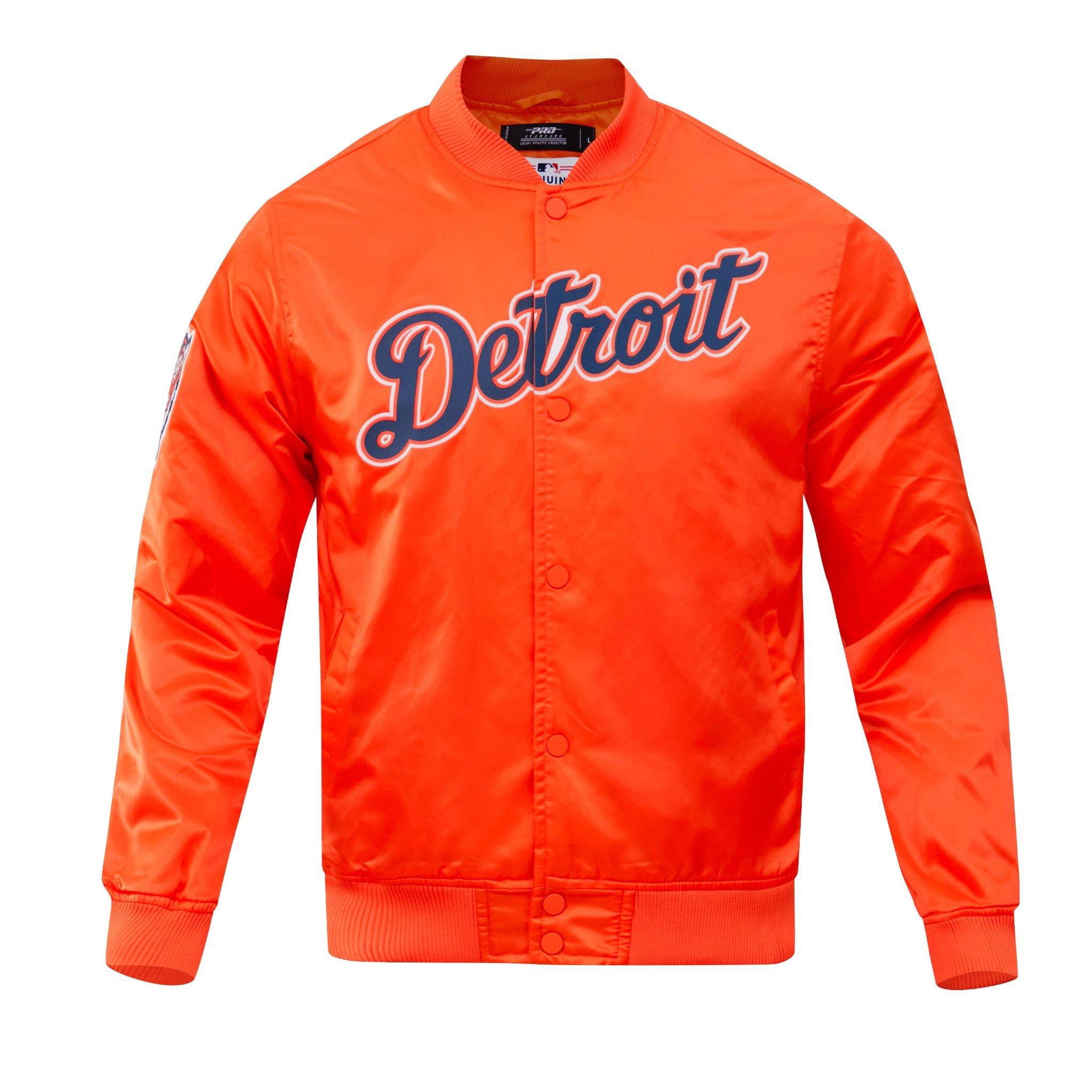 Pro Standard Men's MLB Detroit Tigers Big Logo World Series Satin Jacket - Orange - ORANGE